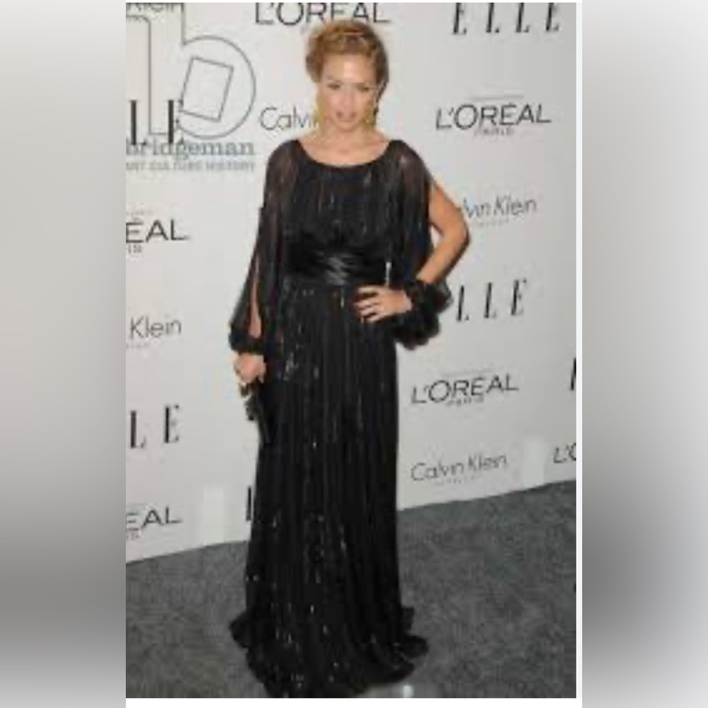 Rachel Zoe silk black gold maxi dress size 8